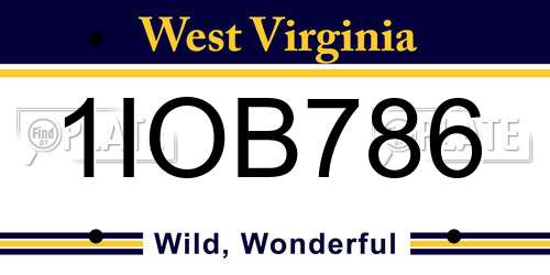 1IOB786 West Virginia License Plate