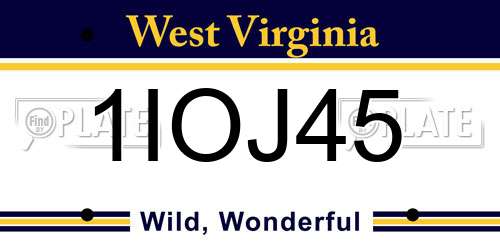 1IOJ45 West Virginia License Plate