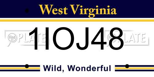 1IOJ48 West Virginia License Plate