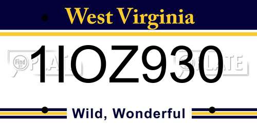 1IOZ930 West Virginia License Plate