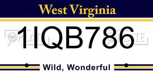 1IQB786 West Virginia License Plate