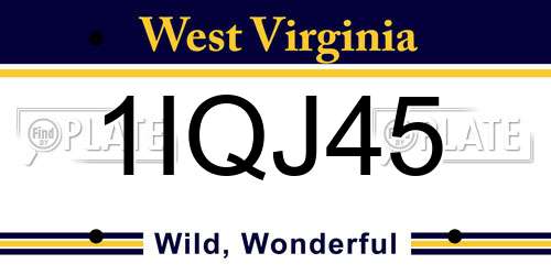 1IQJ45 West Virginia License Plate