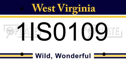 1IS0109 West Virginia License Plate