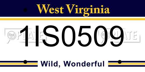 1IS0509 West Virginia License Plate