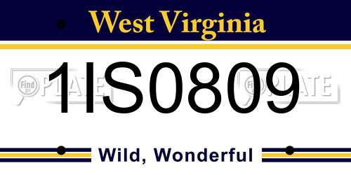 1IS0809 West Virginia License Plate