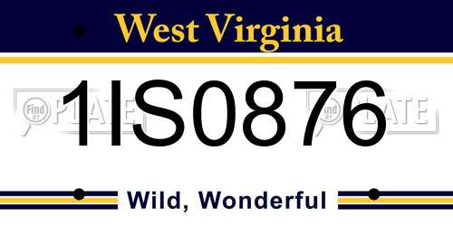 1IS0876 West Virginia License Plate