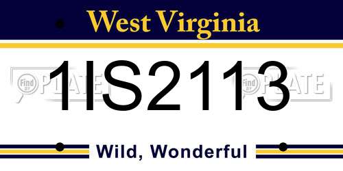 1IS2113 West Virginia License Plate