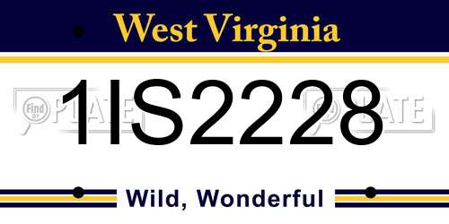 1IS2228 West Virginia License Plate