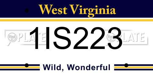 1IS223 West Virginia License Plate