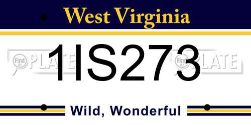 1IS273 West Virginia License Plate
