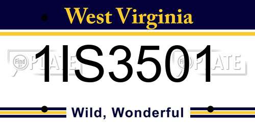 1IS3501 West Virginia License Plate