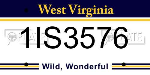 1IS3576 West Virginia License Plate