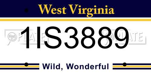 1IS3889 West Virginia License Plate