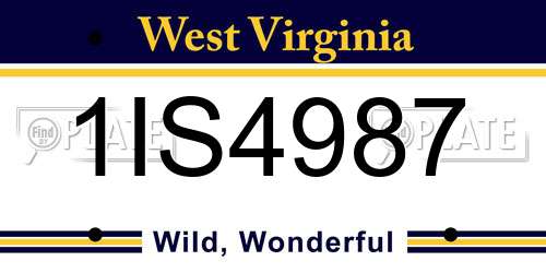 1IS4987 West Virginia License Plate