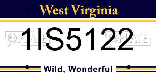 1IS5122 West Virginia License Plate