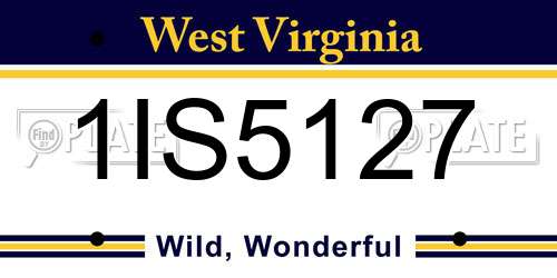 1IS5127 West Virginia License Plate