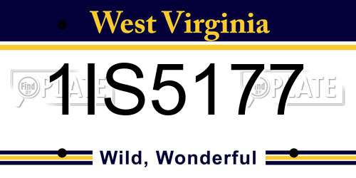 1IS5177 West Virginia License Plate
