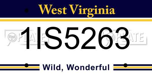 1IS5263 West Virginia License Plate