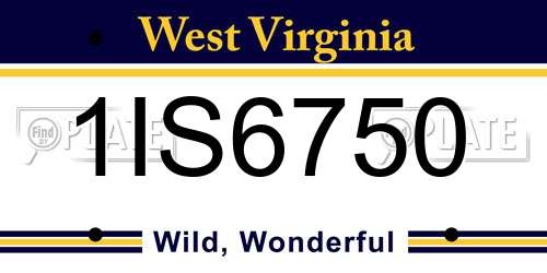 1IS6750 West Virginia License Plate