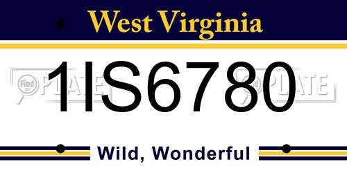 1IS6780 West Virginia License Plate