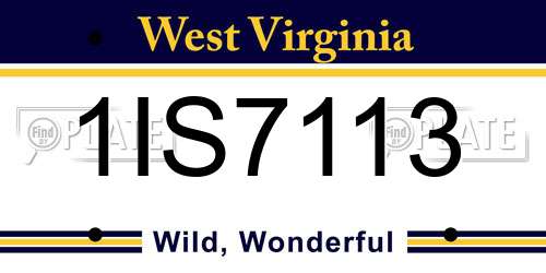 1IS7113 West Virginia License Plate