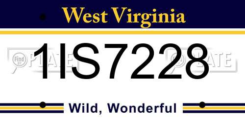 1IS7228 West Virginia License Plate