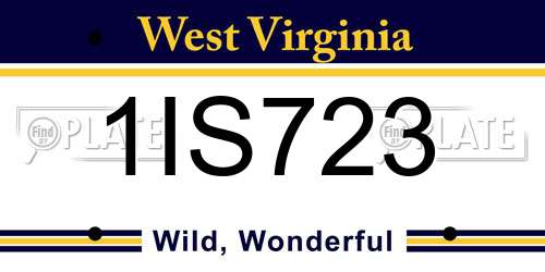 1IS723 West Virginia License Plate