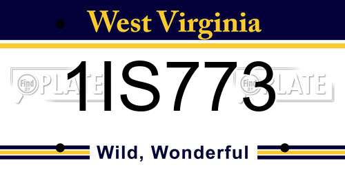 1IS773 West Virginia License Plate