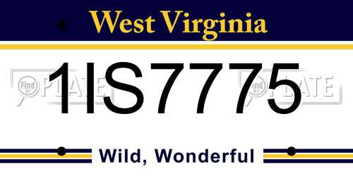 1IS7775 West Virginia License Plate