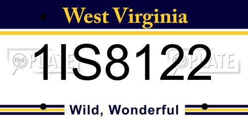 1IS8122 West Virginia License Plate