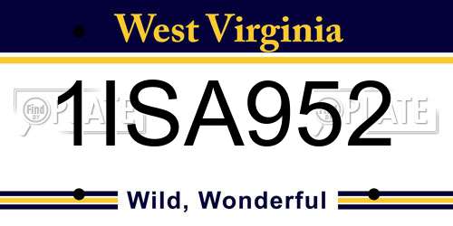 1ISA952 West Virginia License Plate