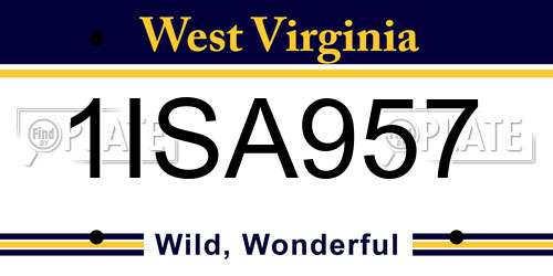 1ISA957 West Virginia License Plate