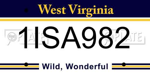 1ISA982 West Virginia License Plate