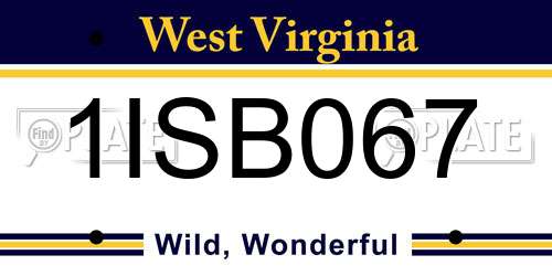 1ISB067 West Virginia License Plate