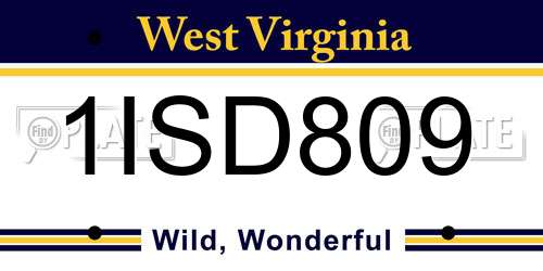 1ISD809 West Virginia License Plate
