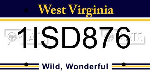 1ISD876 West Virginia License Plate