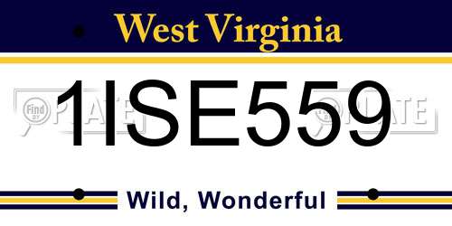 1ISE559 West Virginia License Plate
