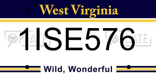 1ISE576 West Virginia License Plate