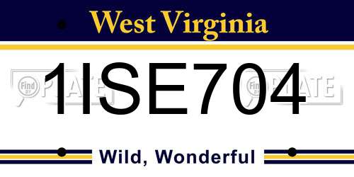 1ISE704 West Virginia License Plate