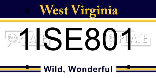 1ISE801 West Virginia License Plate