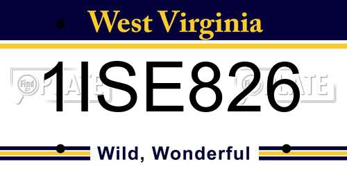 1ISE826 West Virginia License Plate