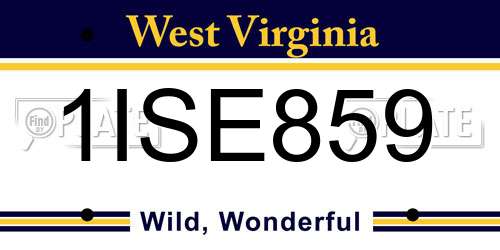 1ISE859 West Virginia License Plate