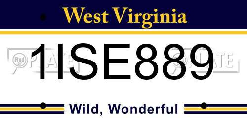 1ISE889 West Virginia License Plate