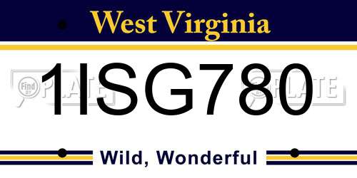 1ISG780 West Virginia License Plate