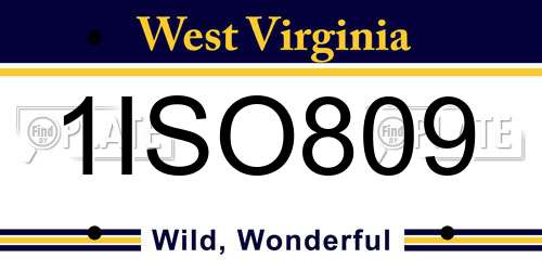 1ISO809 West Virginia License Plate