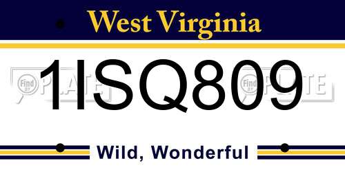 1ISQ809 West Virginia License Plate
