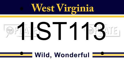 1IST113 West Virginia License Plate