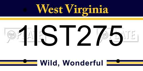 1IST275 West Virginia License Plate