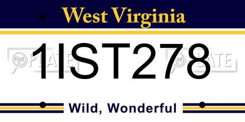 1IST278 West Virginia License Plate
