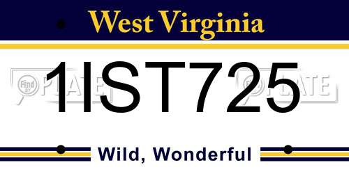 1IST725 West Virginia License Plate